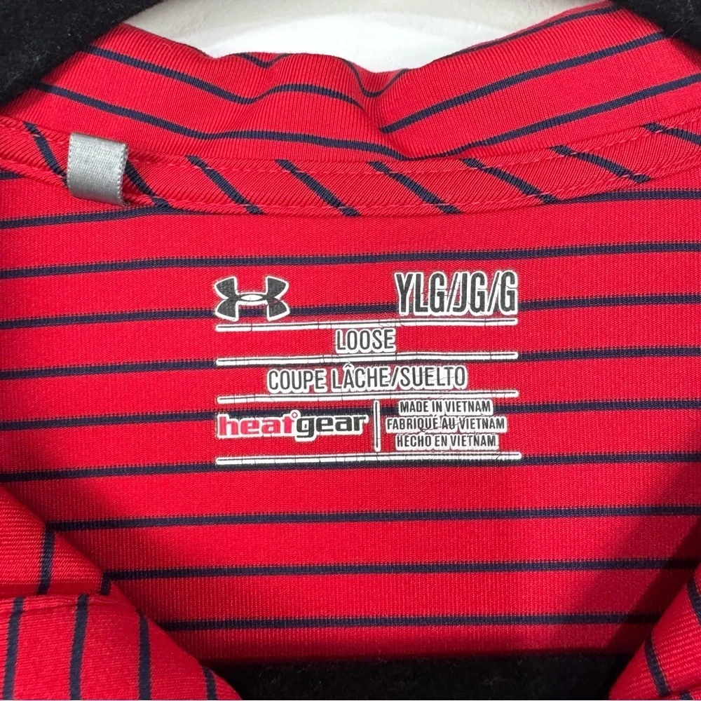 Under Armour Heat Gear Red Striped Short Sleeve Polo Shirt